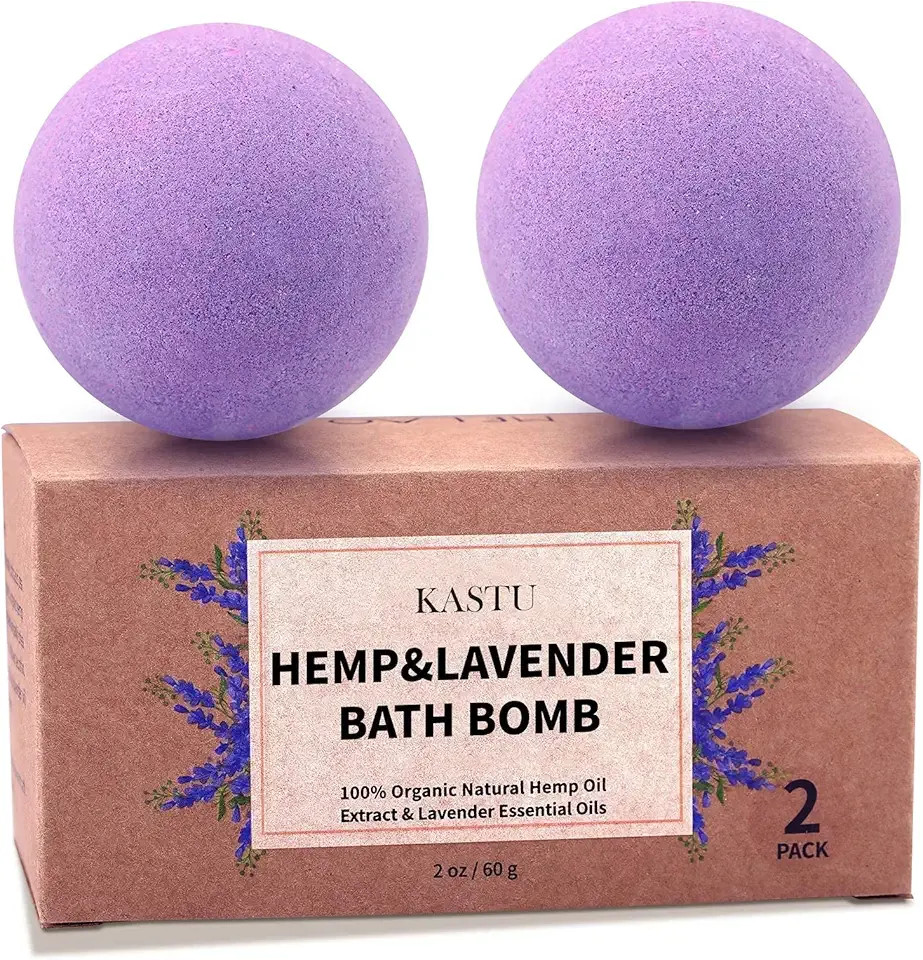 Bath Bombs,2 Pack Fizzy Spa Gift Natural Hemp Oil Extract and Lavender Essential Oils Bath for Moisturizing Dry Skin,Relaxing,Bubble Bath for Gifts Idea for Men Women