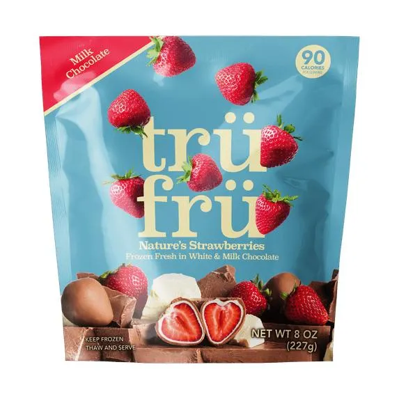 Tru Fru Frozen Strawberries in Milk & White Chocolate, 8oz