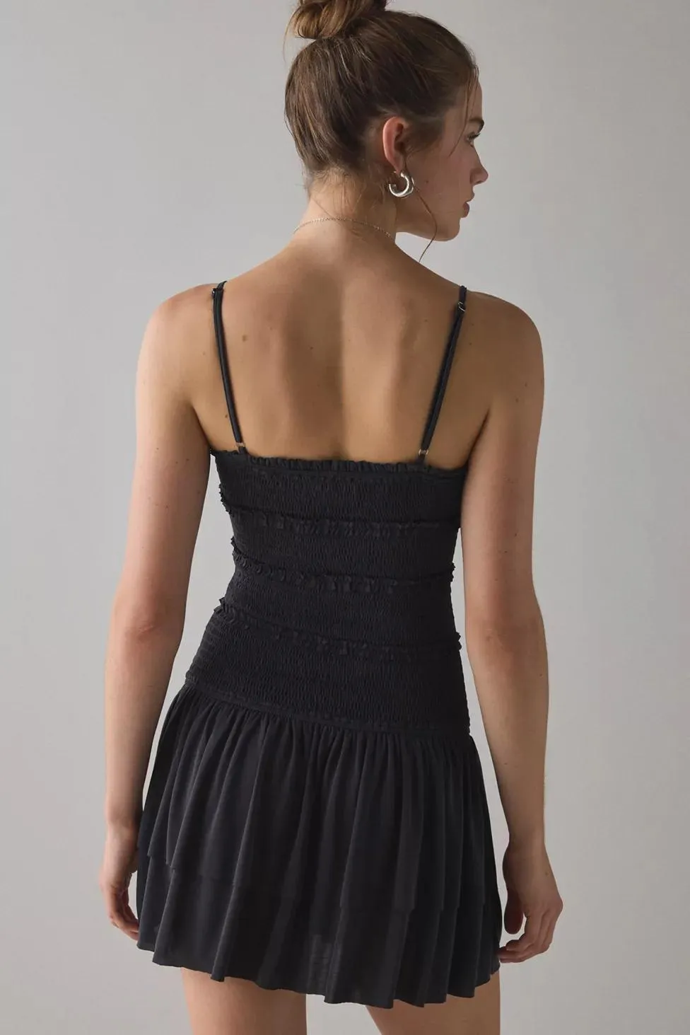 UO Heide Smocked Drop Waist Mini Dress