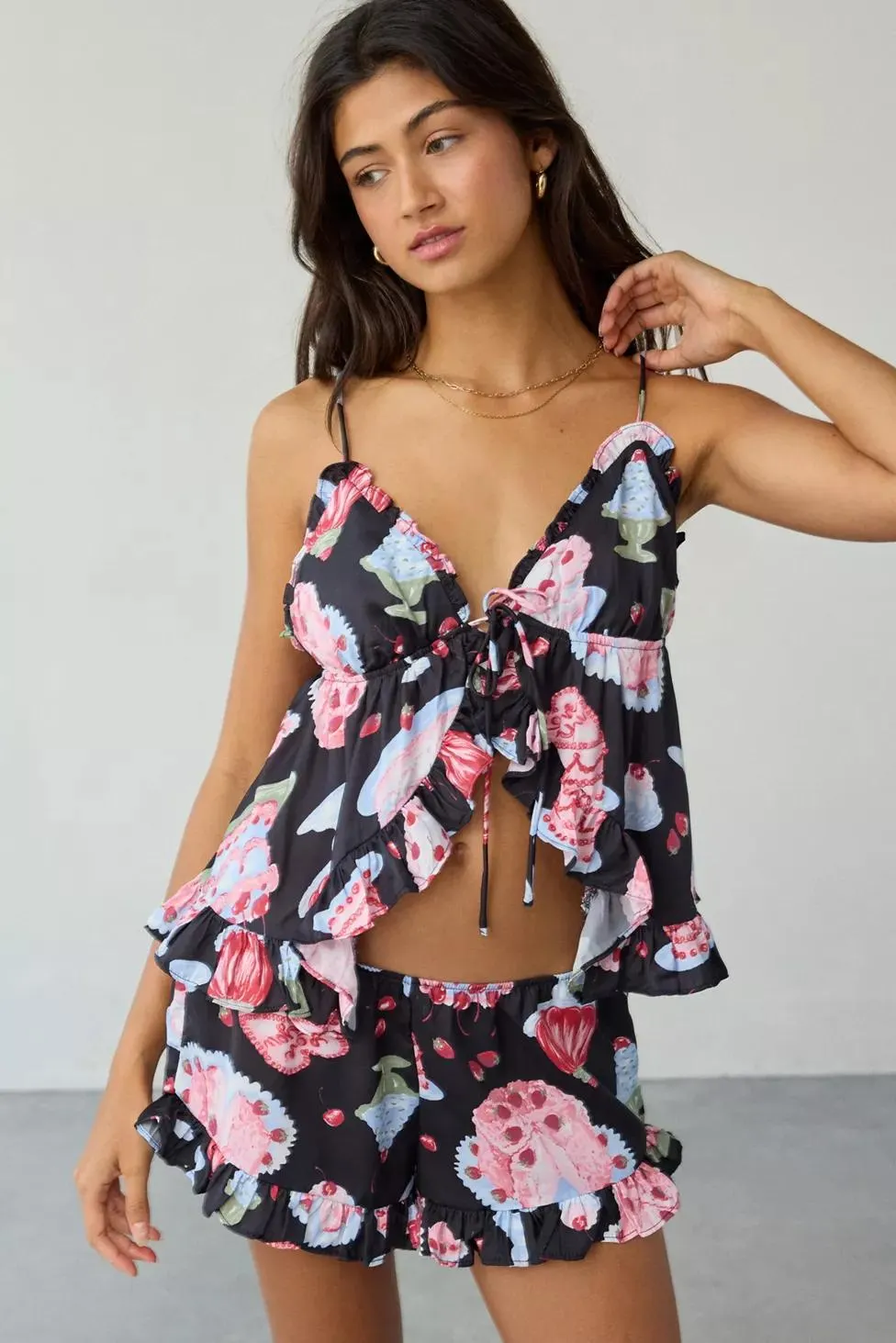 Out From Under Daydream Satin Matching Flyaway Cami + Micro Short PJ Set