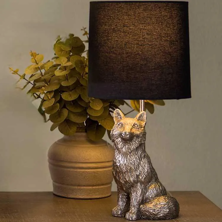 Silver Leaf Fox Table Lamp