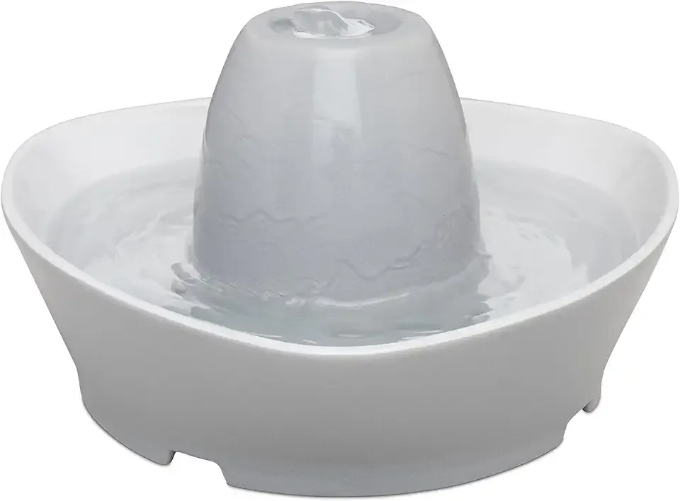 PetSafe Ceramic Pet Fountain – for Cats and Small Dogs – 60 Oz Water Capacity – Whisper-Quiet Water Flow – Great for Shy or Timid Pets – Fresh, Filtered Water