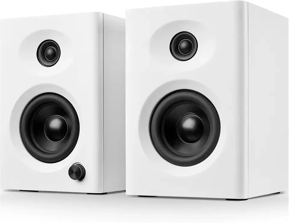 Computer Speakers for Desktop PC, 60W Bluetooth Surround Sound Speakers with Bass, Compact Active Bookshelf Speakers for Office, Monitors, Laptop, Gaming, TV, Gifts (White, Pair)