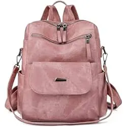 WYFJNX PU Leather Backpack Purse for Women Fashion Multipurpose Design Handbag Ladies Shoulder Bags Travel Backpack Pink