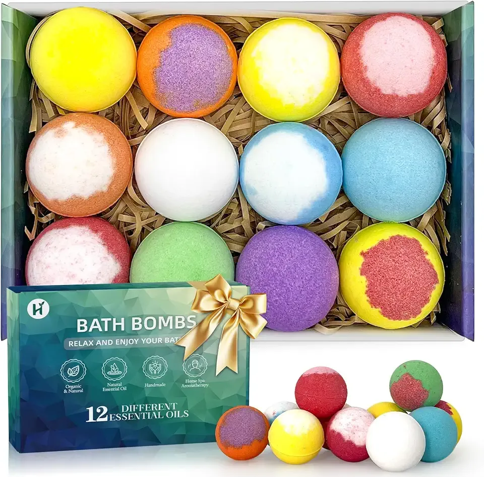Bath Bombs Birthday Gifts for Women & Men Set, 12 Pack Handmade Natural & Organic Bath Bomb with Shea Butter, Valentines Day Gifts for Her & Him, Spa Relaxing Gifts for Wife, Gifts for Girlfriend