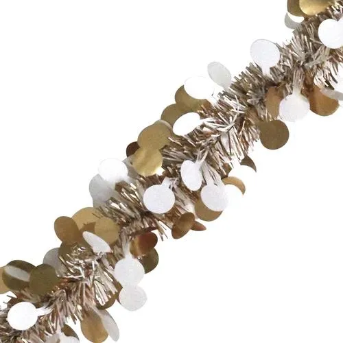 Enchanted Forest® 12' Rose Gold & White Tinsel Christmas Garland with Dots