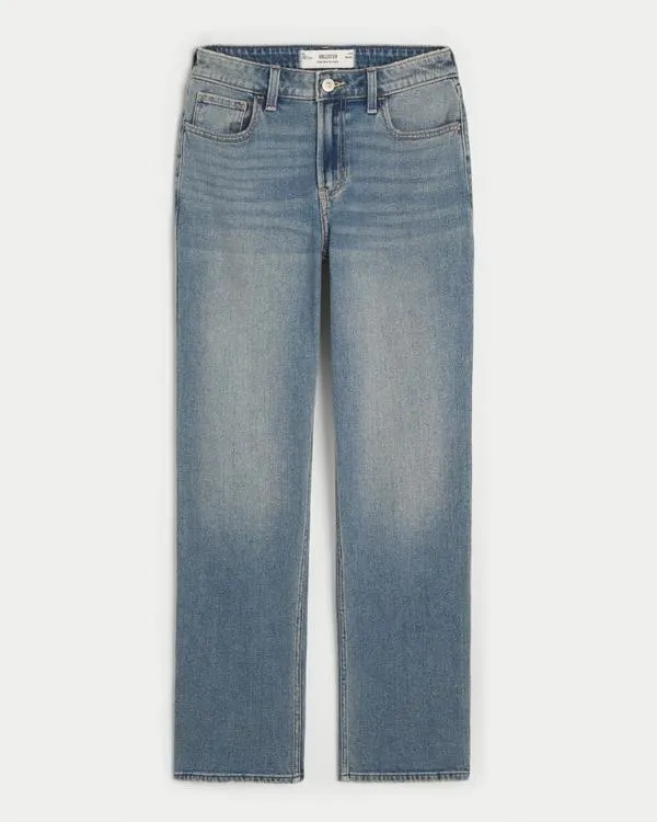 High-Rise Medium Wash Straight Jeans