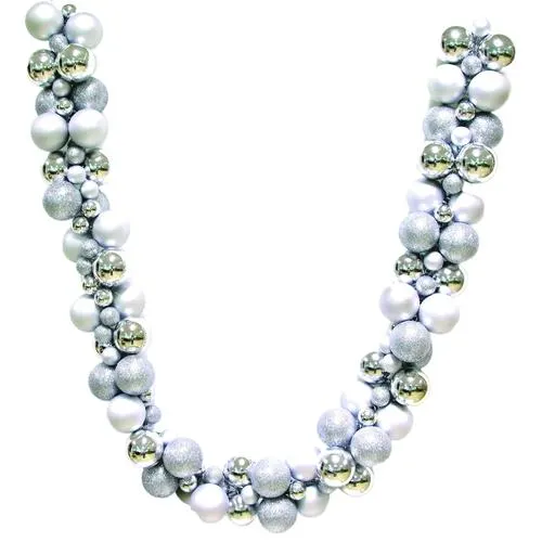 Enchanted Forest® 6' Silver 4.5" Shatterproof Ornament Garland