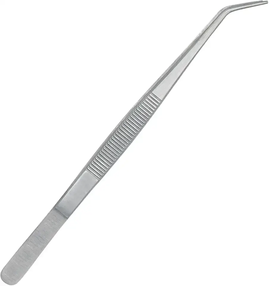 Stainless Steel Tweezers, with Curved Serrated Tip Multipurpose Tweezers Sewing Machine Tweezers Forceps for Craft Repairing (1)