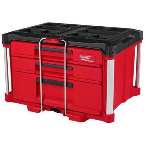 Milwaukee Packout 16.3 in. Modular 3-Drawer Multi Drawer Tool Box Black/Red
