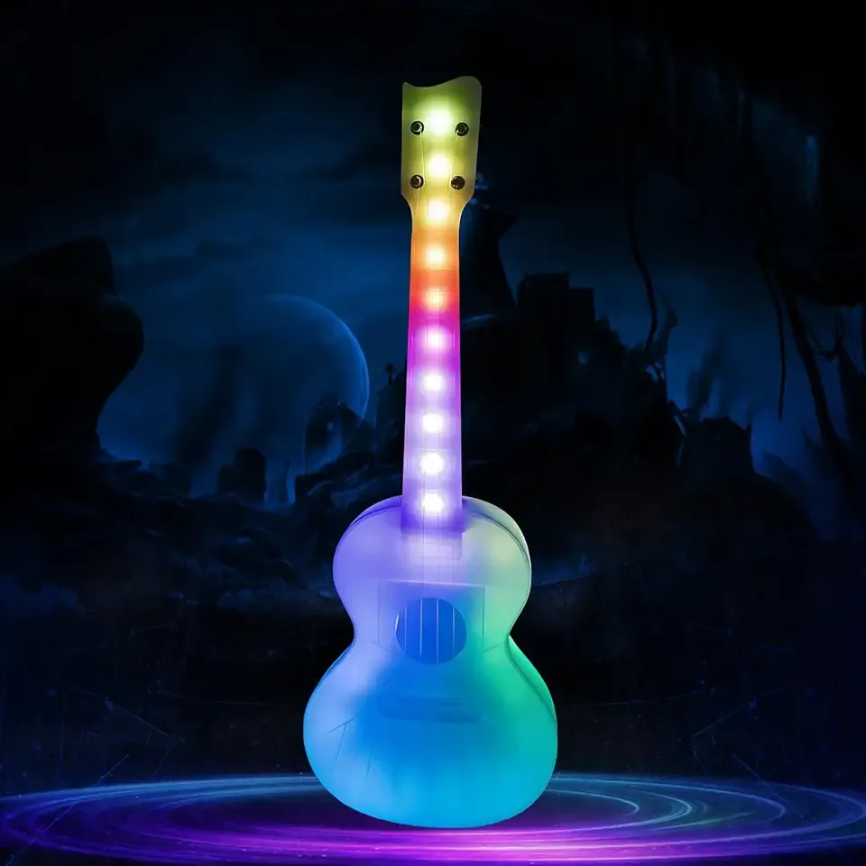 23" LED Concert Ukulele with Color Lights – Polymer Carbon Fiber Strings, Ultra-Lightweight (1.4 lbs), Perfect for Beginners, Professionals & Night Performances
