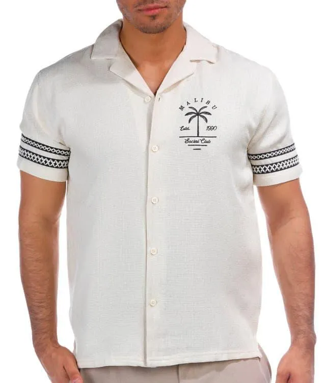Malibu Mens Embroidered Button Down Shirt