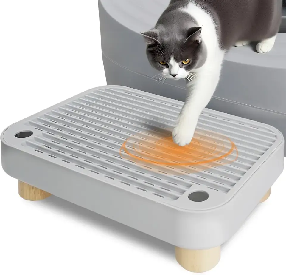 Self-Cleaning Litter Box Step – Removable Top, Waterproof & Non-Slip Kitty Litter Catcher Tray, Anti-Tracking Cat Litter Box Mat for Easy Cleaning and Floor Protection