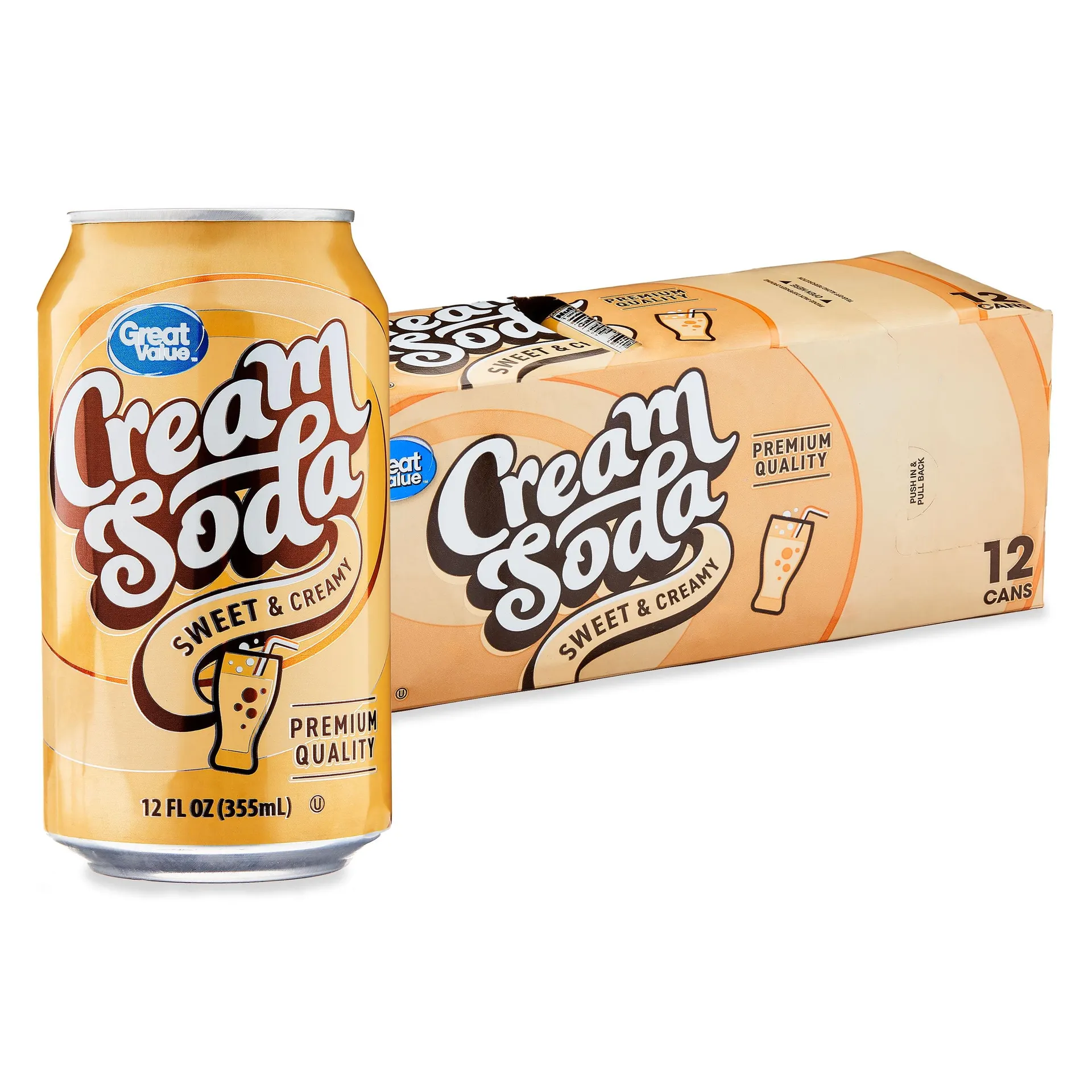 Great Value Cream Soda Pop, 12 fl oz, 12 Pack Cans
