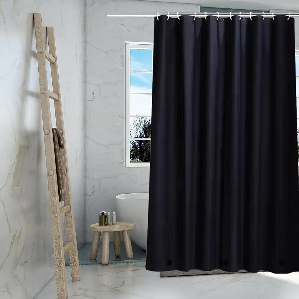 Black Shower Curtain Liner, 4G PEVA Shower Liner, Plastic Waterproof Shower Curtains, 72x72 inch with Grommet Holes 3 Magnetic Weights(Black)