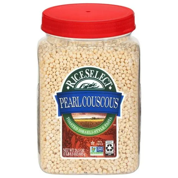 RiceSelect Pearl Couscous, Toasted Israeli-Style Pasta, Non-GMO Verified, 24.5 oz Jar