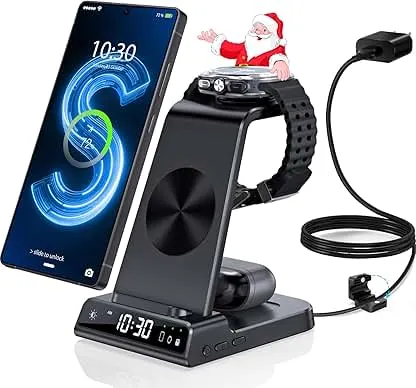 Wireless Charger for Samsung Charging Station with Clock fo…