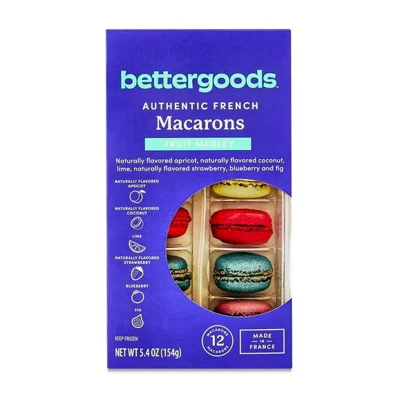 bettergoods Assorted Fruit Medley Macarons, 5.4 oz, 12 Count, Frozen Dessert