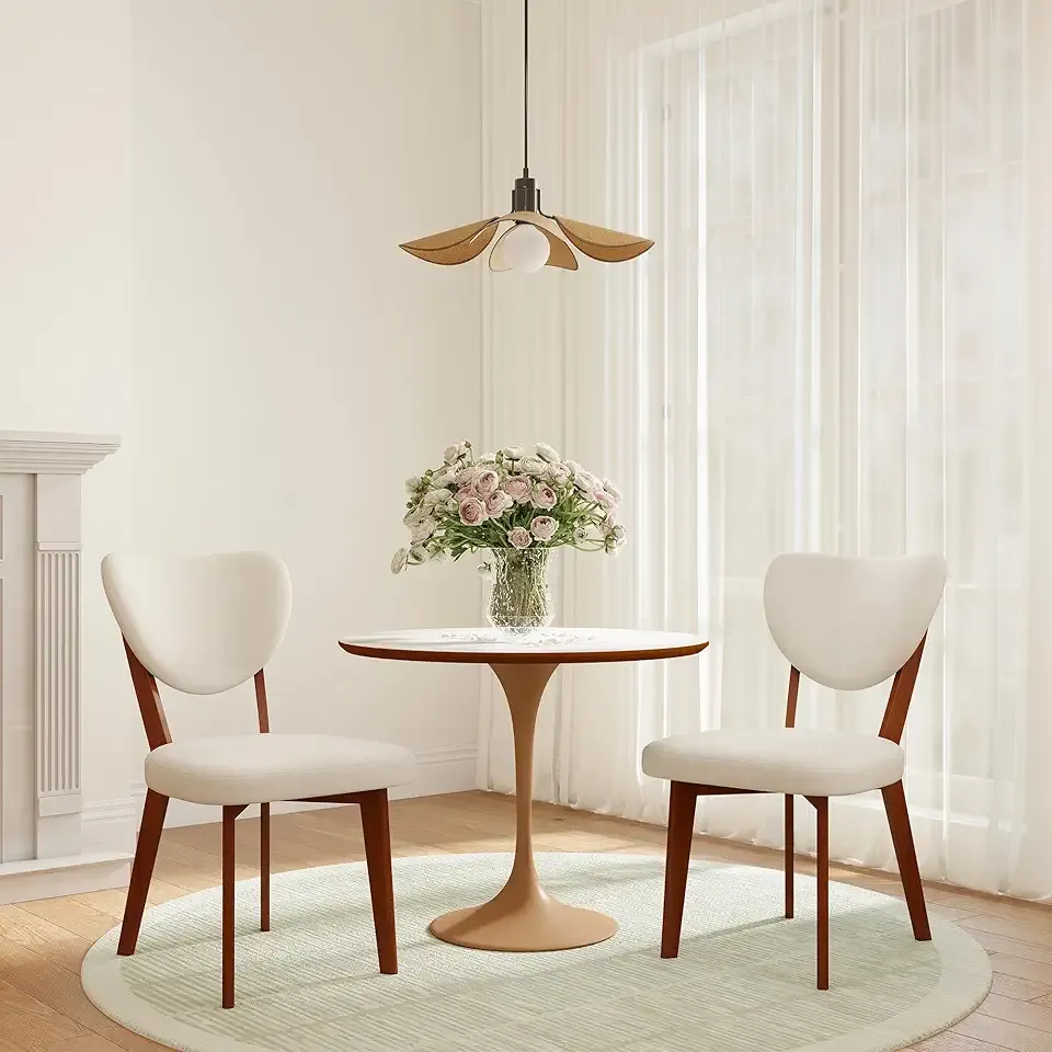 Wooden Dining Chairs Set of 2, Modern Fabric Upholstered Dining Room Chair Kitchen Chairs, Farmhouse Dinner Chair for Kitchen Dining Room