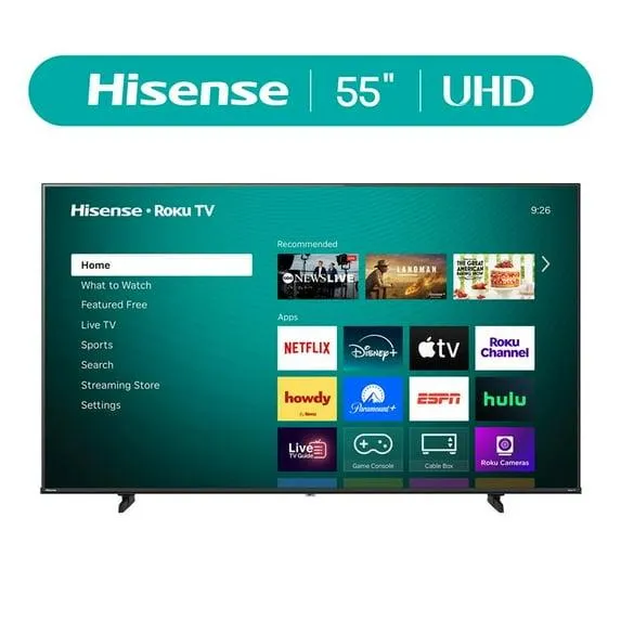 Hisense 55" Class H5 Series 4K UHD Roku Smart TV (55H5BR) - Dolby Vision, HDR10, DTS® Studio Sound™, AI Sports Mode, Game Mode Plus with VRR, Bezel-less Design, Roku TV OS