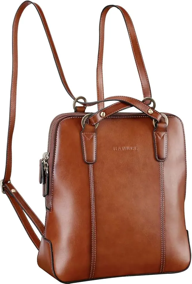 Banuce Leather Backpack Purse for Women Convertible Small Shoulder Bag for 9.7 inch iPad with Adjustable Strap Light Weight Vintage Stylish Brown