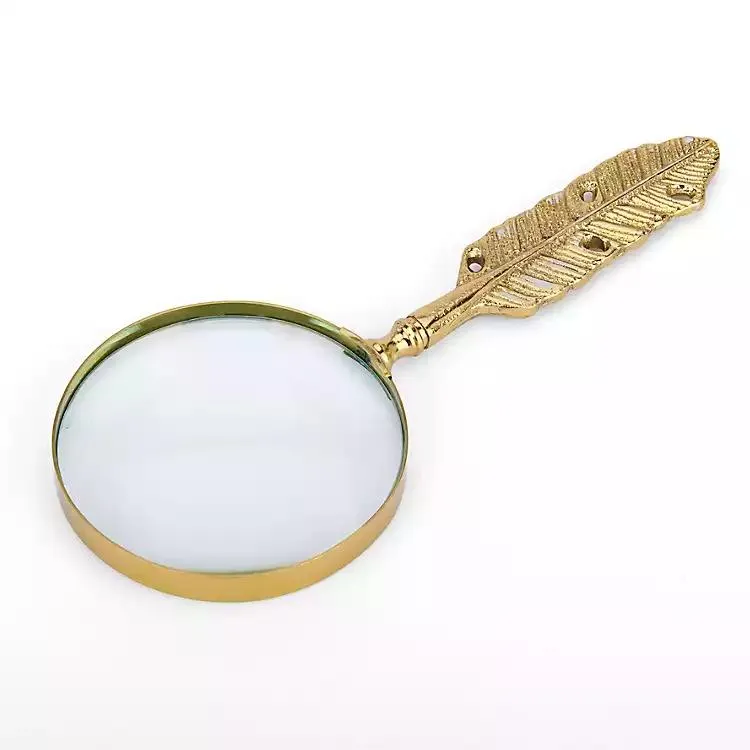 Gold Metal Feather Magnifying Glass