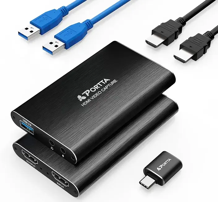 Portta HDMI Video Capture Card, Stream and Record in 1080P60 with Ultra-Low Latency, 4K HDMI in/Loop Out, USB 3.0 to PC Compatible with Nintendo Switch 2/PS4/PS5/Xbox/OBS