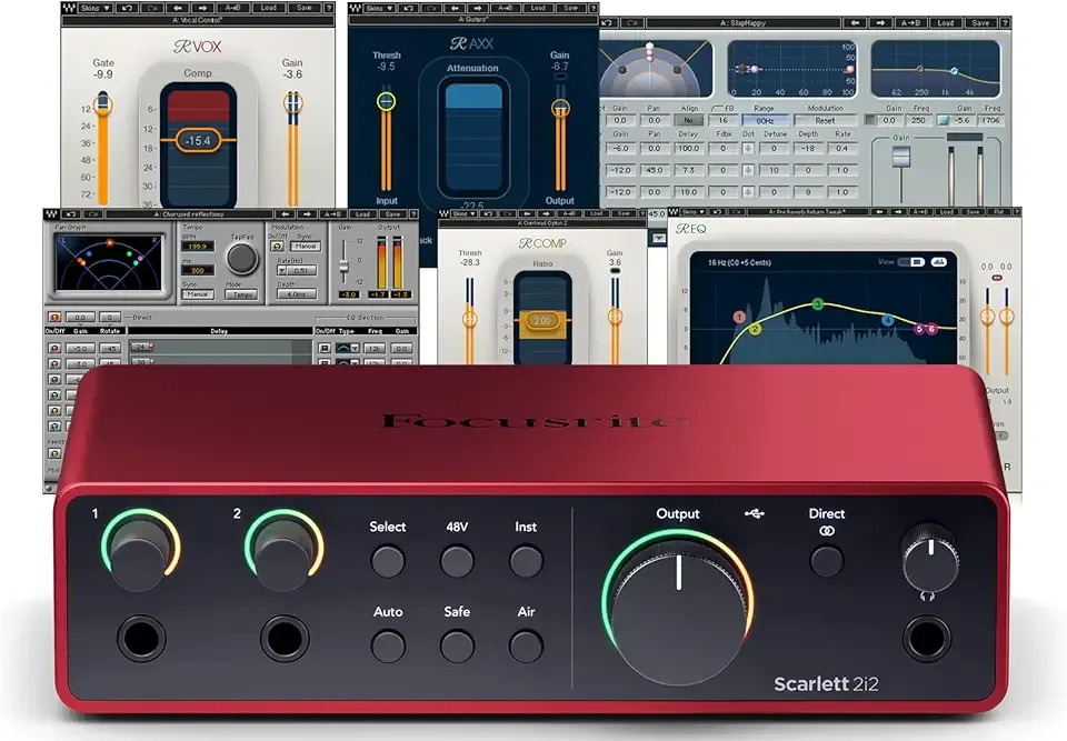 Focusrite Scarlett 2i2 (4th Gen) USB Audio Interface and Waves Musicians 2 Bundle