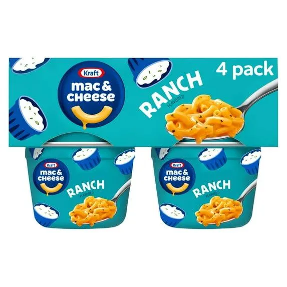 Kraft Mac and Cheese, 4 Cups, for Easy Dinner or Dinner Sides, Ranch Flavored, No Artificial Flavors, Preservatives or Dyes, 2.05 oz