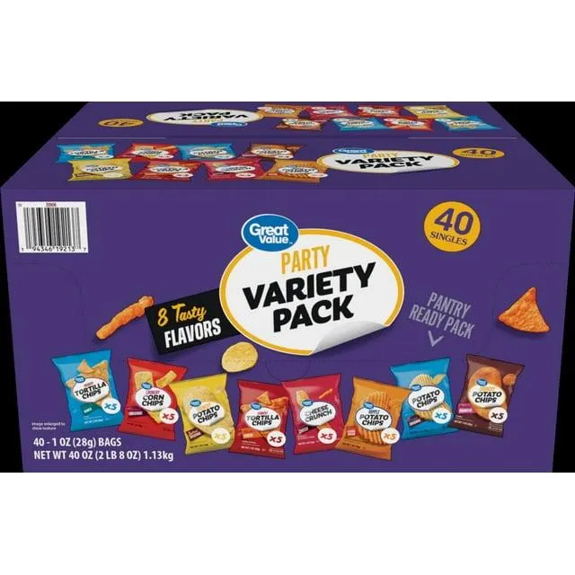 Great Value Flavor Variety Chips Pack 40 Count 1 oz bags