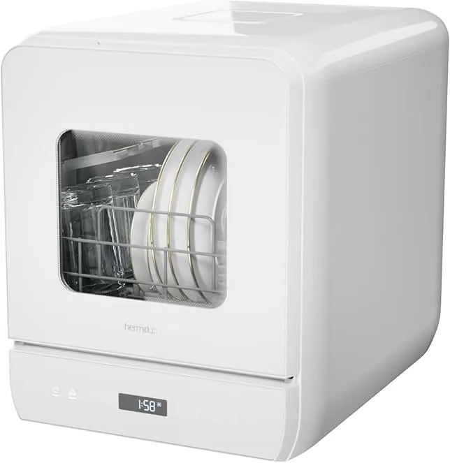 Hermitlux Countertop Dishwasher, 6 Wash Programs Slim Size Portable Dishwasher