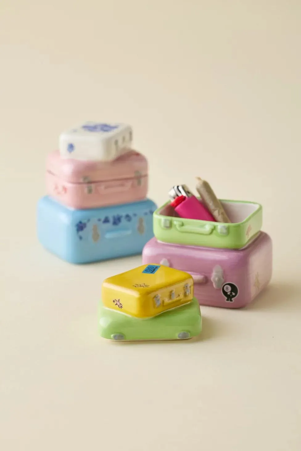 Hit The Road Suitcase Shape Ceramic Stash Box