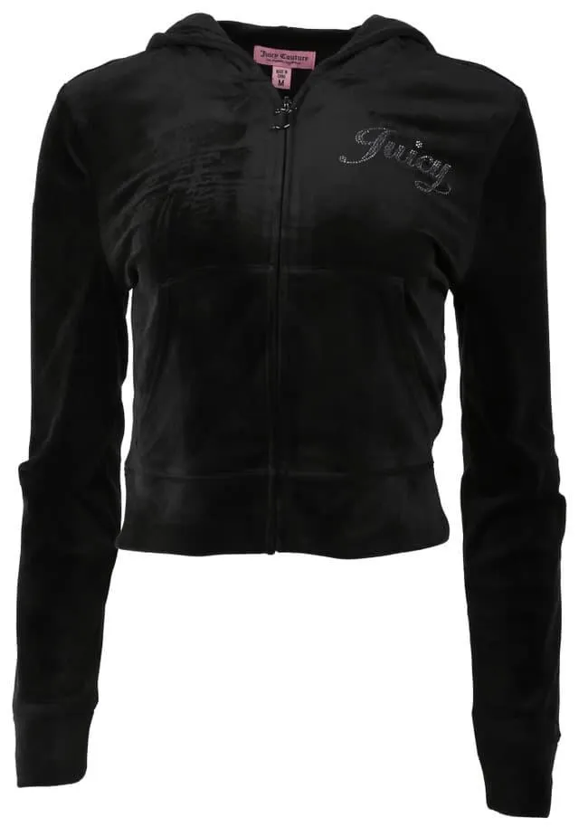 Juicy Couture Juniors Velour Zippered Hoodie Track Jacket