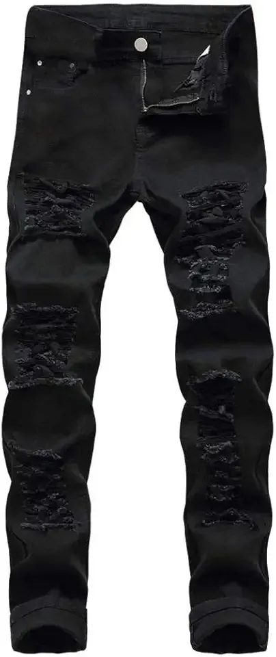 Men's Ripped Skinny Stretch Distressed Destroyed Slim Jeans Denim Pants