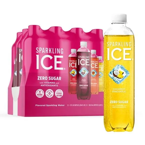 Sparkling Ice Pink Variety Pack, Flavored Sparkling Water, 17 fl oz, 12 count
