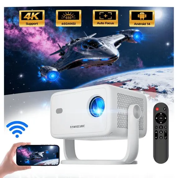 Magcubic L018 4K Projector with WiFi 6 and BT5.4, Native 1080P Projector, Auto Focus&Auto Keystone Correction with Voice Control Movie Projector for Home Theater Outdoor