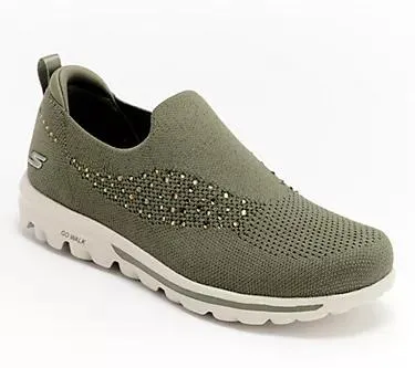 Skechers GO WALK Travel Rhinestone Slip-Ons - Blingy Glam