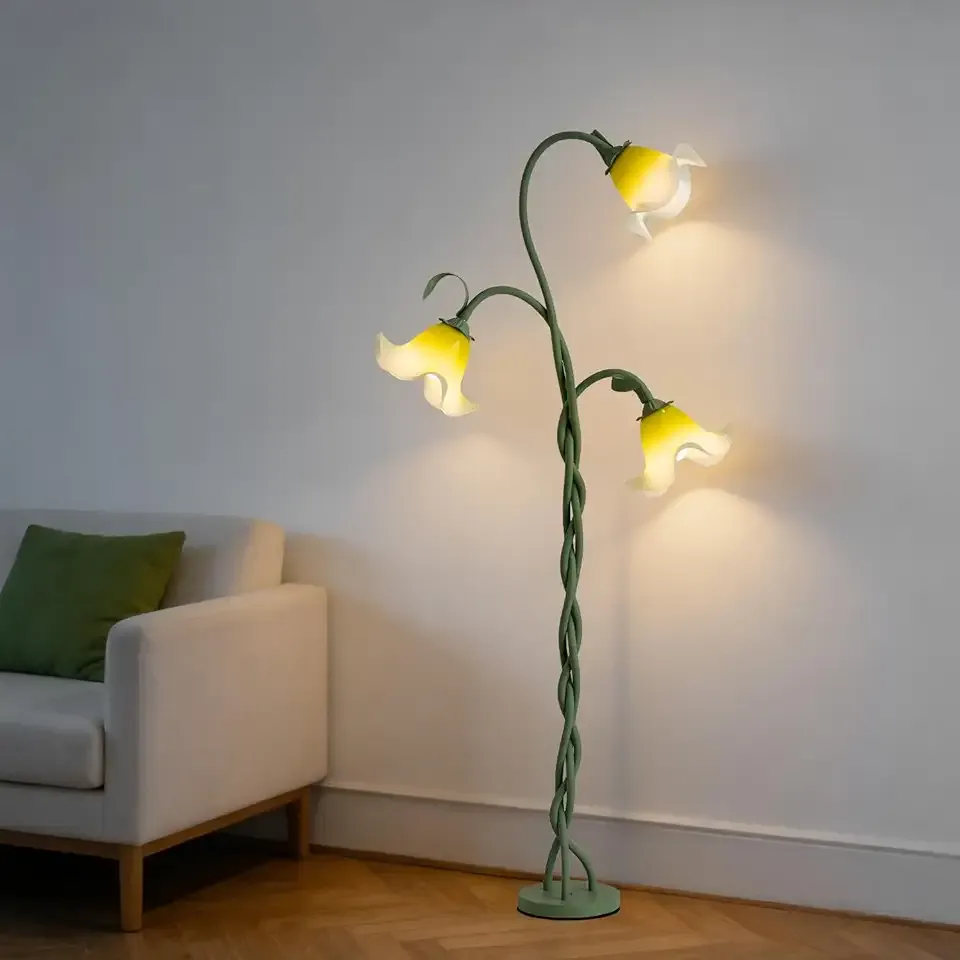 Flower Floor Lamp for Living Room,Tall Standing Reading Lamp with Flexible Neck,3 Color Temperatures LED Dimmable Decorative Light,Green Cute Floor Lamp for Bedroom Corner (Green)