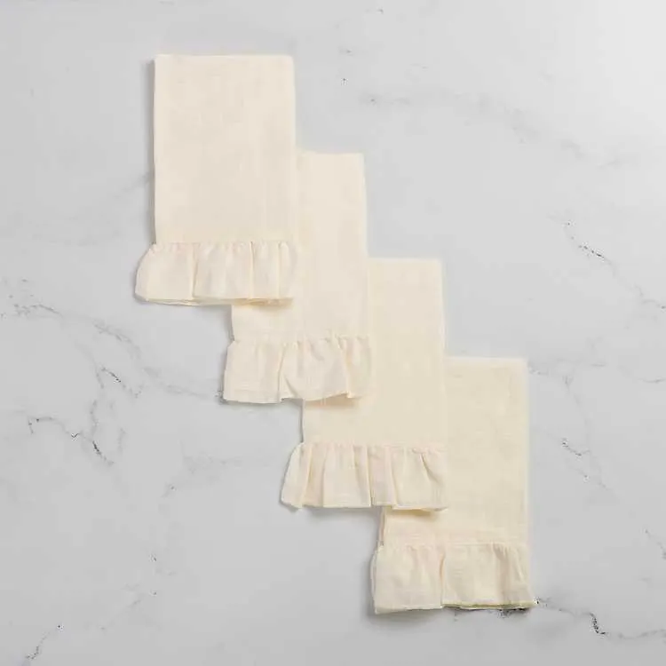 Ivory Ruffle Napkins, Set of 4