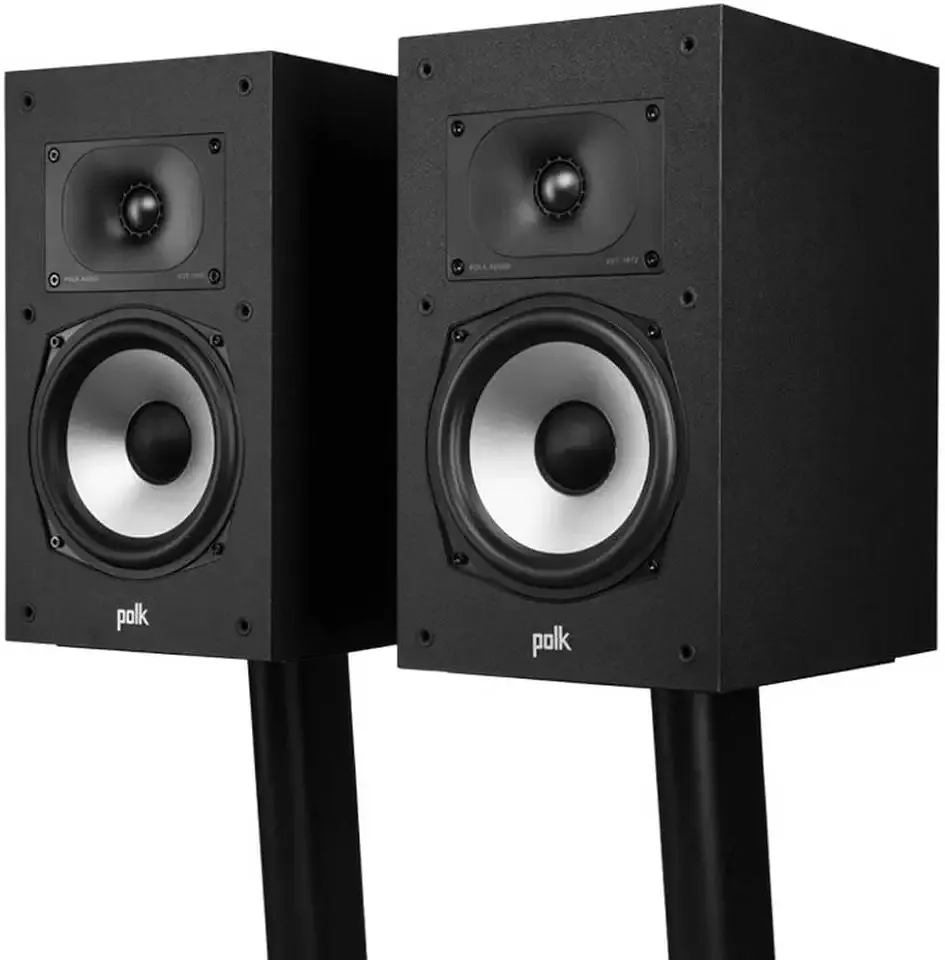 Polk Monitor XT20 Pair of Bookshelf or Surround Sound Speakers - Hi-Res Audio Certified, Dolby Atmos & DTS:X Compatible, 1" Terylene Tweeter & 6.5" Dynamically Balanced Woofer (Pair, Midnight Black)
