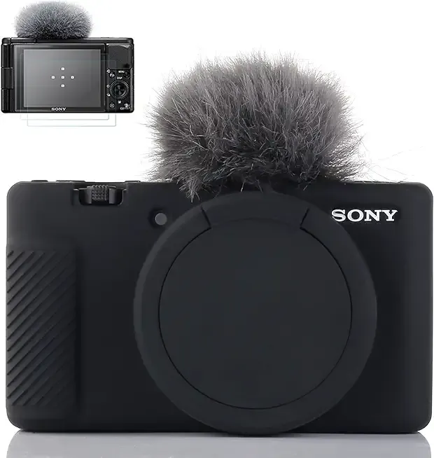 Camera Case for Sony ZV-1, ZV1 Camera Case Digital Camera Anti-Scratch Slim Fit Soft DSLR Camera Sleeve with ZV1 Screen Protector for Sony ZV-1 (Black)