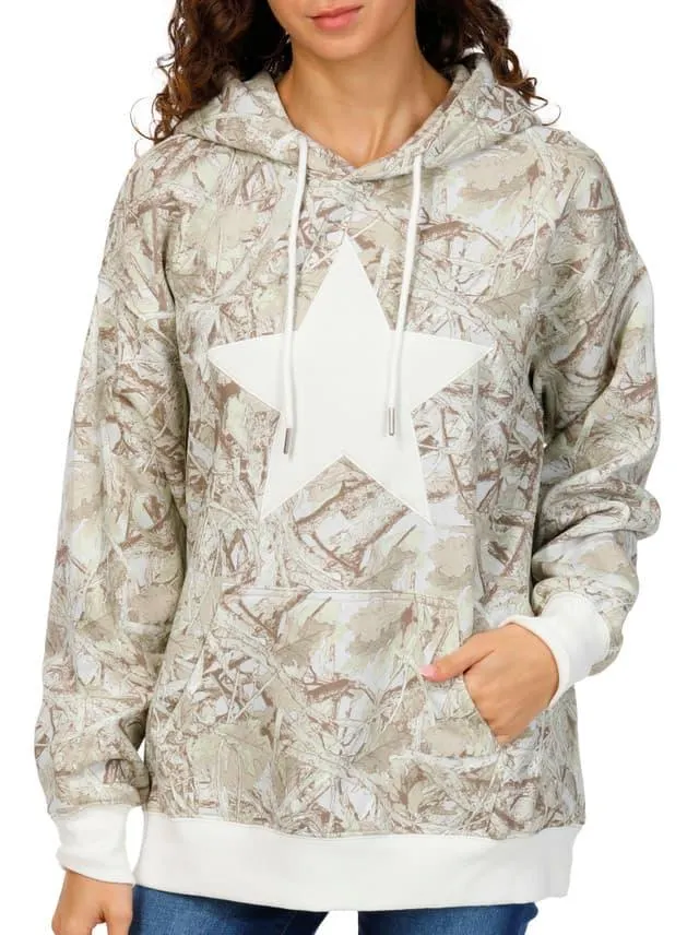 No Comment Juniors Camo Star Pullover Hoodie