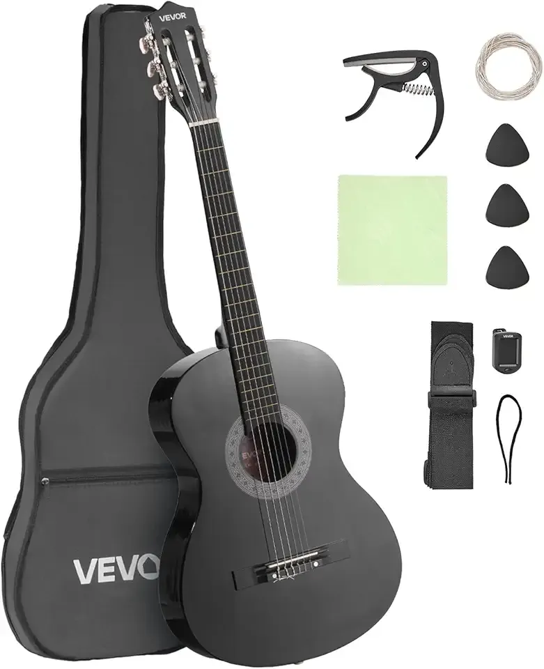 VEVOR Acoustic Guitar, Classical Guitar Starter Kit for Beginners, with Nylon Strings, Basswood Guitar, for Kids Adults Girls Boys Students