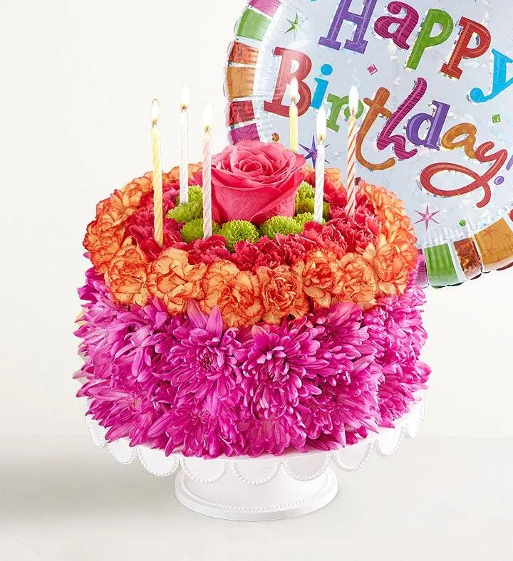 Birthday Wishes Flower Cake® Vibrant