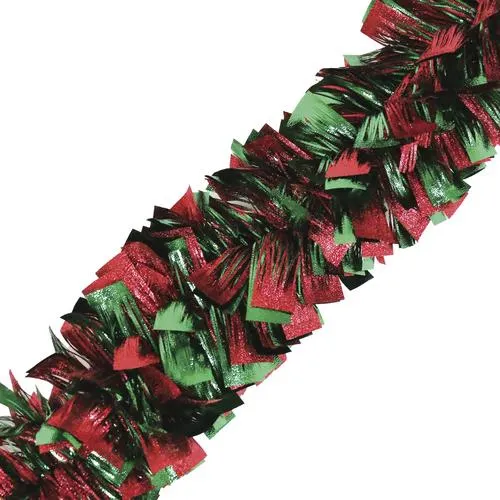 Enchanted Forest® 12' Red & Green Embossed Tinsel Christmas Garland