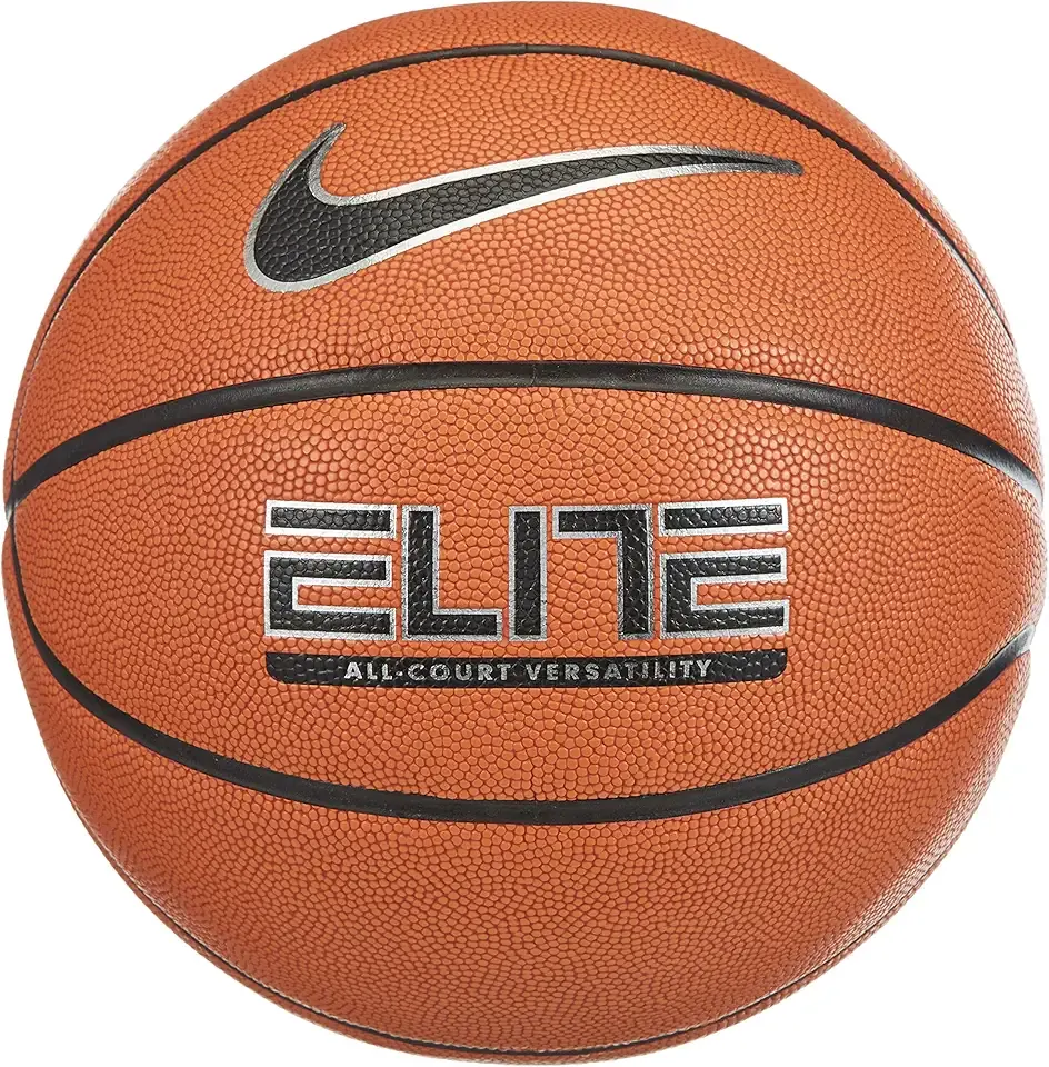 Nike Unisex - Elite All-Court Basketball, Amber Metallic Silver/Black, Size 7, 1 Ball, 1 Set, 1 Piece, Indoor/Outdoor