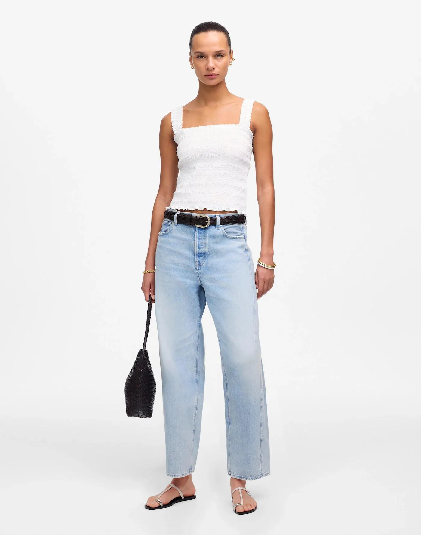 Pieced Barrel-Leg Jeans