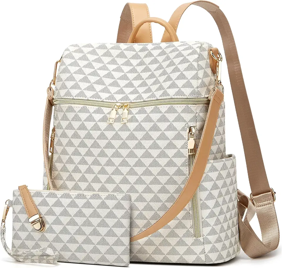 Backpack Purse for Women PU Leather Travel Satchel Handbag Convertible Design Bag with Purse 2 Piece