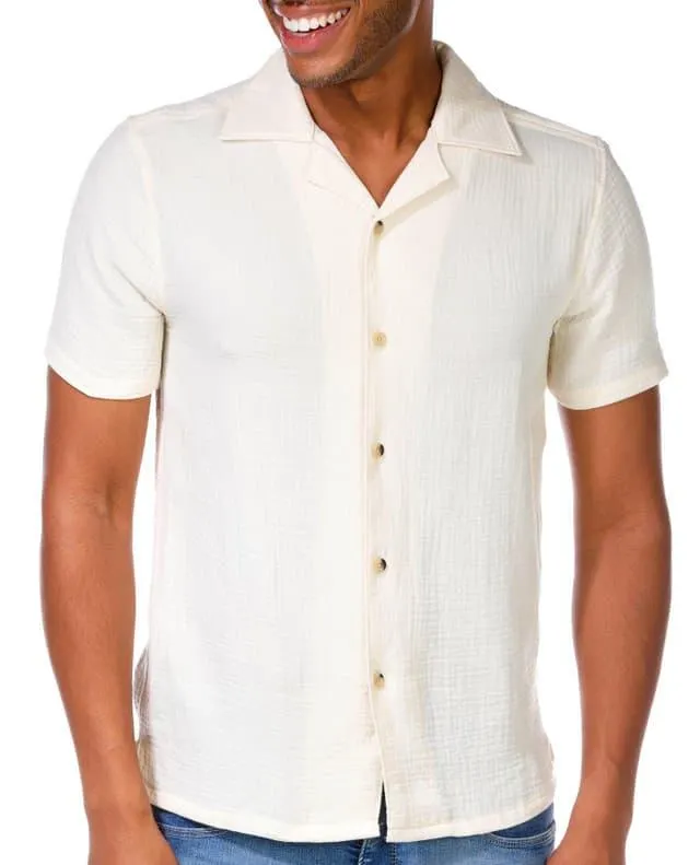 Laguna Mens Guaze Camp Short Sleeve Button Down Shirt