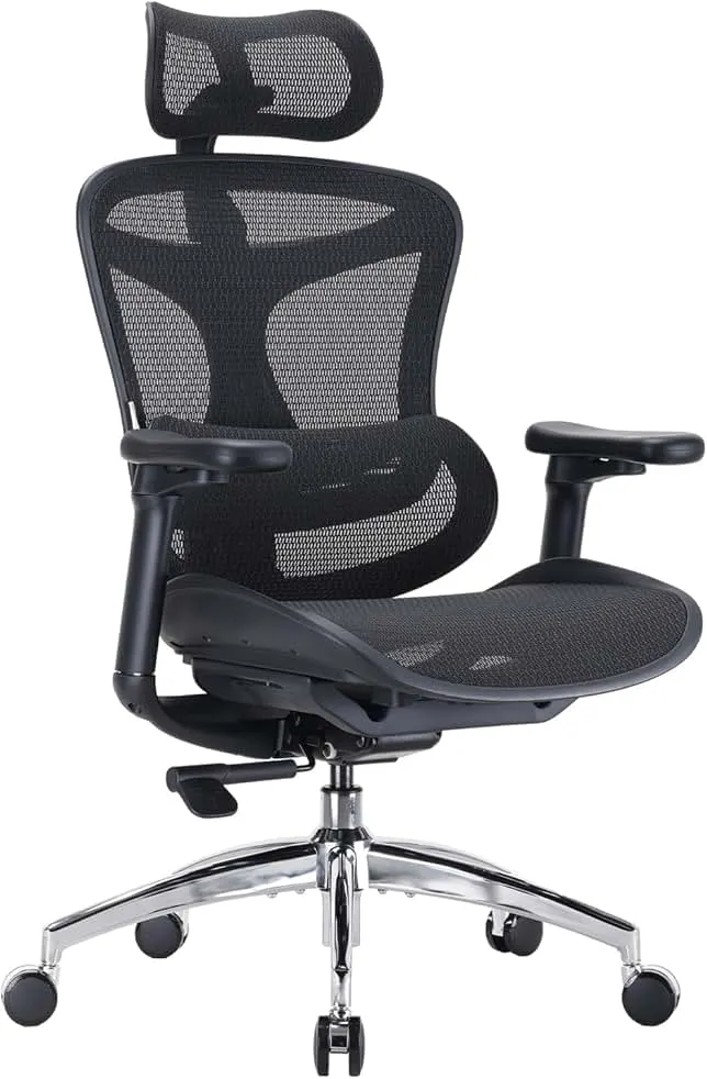 SIHOO Doro C300 Ergonomic Office Chair with Ultra Soft 3D Armrests, Dynamic Lumbar Support for Home Office Chair, Adjustable Backrest Desk Chair, Swivel Big and Tall Computer Chair Black